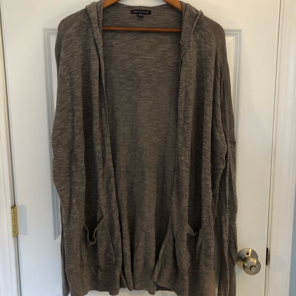 American Eagle Hooded Brown Sweater Cardigan XL